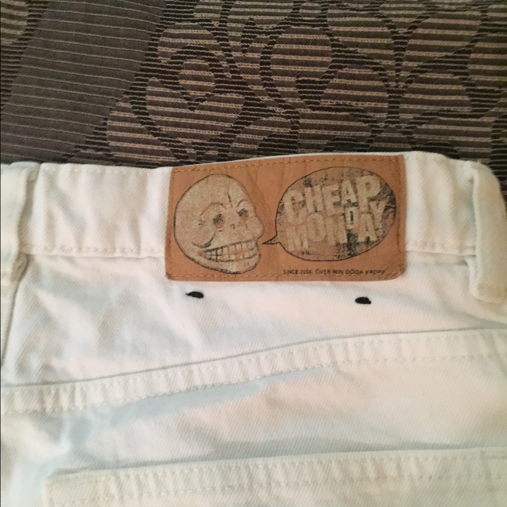 cheap monday cropped wideleg white jeans